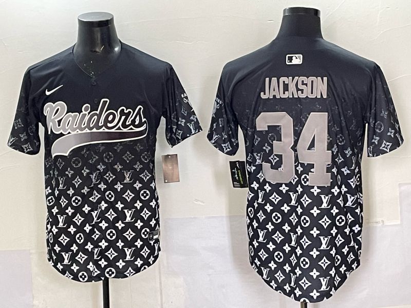 Men 2025 Oakland Raiders #34 Jackson black Nike Limited NFL Jersey style 032